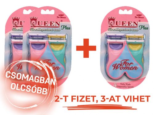 QUEEN II Eldobható női borotva fix fejes (Q088P) - 2-t fizet, 3-at vihet