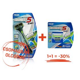   LORD5 borotvakészülék 5 pengés cserélhető fejes L5195 + LORD5 borotvabetét 5 pengés 1db cserefej L5190