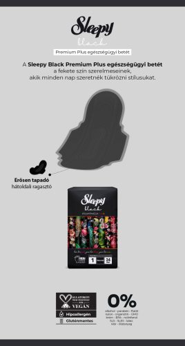 Sleepy FEKETE Premium Plus egészségügyi betét NORMAL 240mm/24db