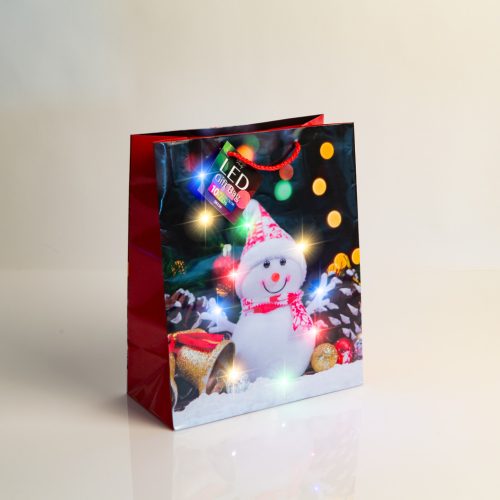 Ajándéktasak papír Karácsonyi 10 színes LED - 265x127x330mm