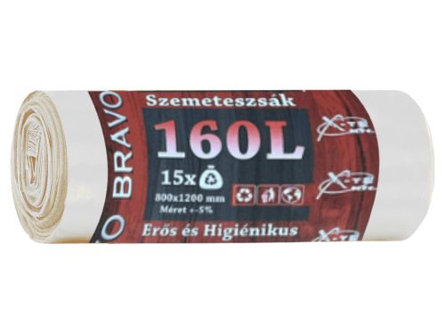 Bravo szemeteszsák natúr 160L 80x120cm - Extra erős - 15db