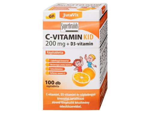 JutaVit C-vitamin 200mg + D3-vitamin rágótabletta Gyermekeknek 100db - Narancs