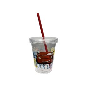   Pohár Műanyag Csavaros Tetővel és Szívószállal Átlátszó 440ml - Verdák
