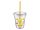 Pohár Műanyag Csavaros Tetővel és Szívószállal Átlátszó 440ml - Csőrike
