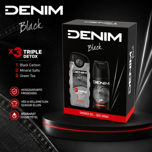 Denim férfi ajándékcsomag (deo 150ml + tusfürdő 250ml) - Black