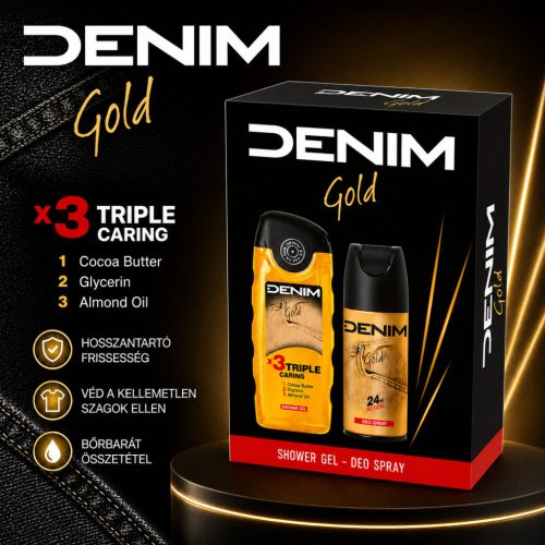 Denim férfi ajándékcsomag (deo 150ml + tusfürdő 250ml) - Gold