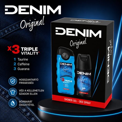Denim férfi ajándékcsomag (deo 150ml + tusfürdő 250ml) - Original