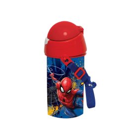   Pókember Dark műanyag szívószálas kulacs akasztóval 500 ml