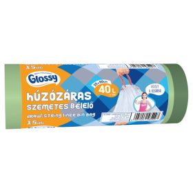 Glossy húzózáras szemeteszsák 40L/15db (55x60cm)