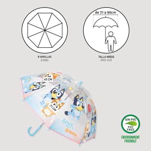 Bluey Bingo gyerek átlátszó esernyő Ø71 cm