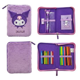   Hello Kitty Kuromi Purple plüss tolltartó töltött 2 emeletes