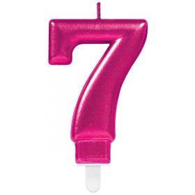 Rózsaszín Pink számgyertya, tortagyertya 7-es