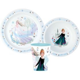   Disney Jégvarázs Royally Cool Karácsonyi étkészlet, micro műanyag szett, pohárral 260 ml