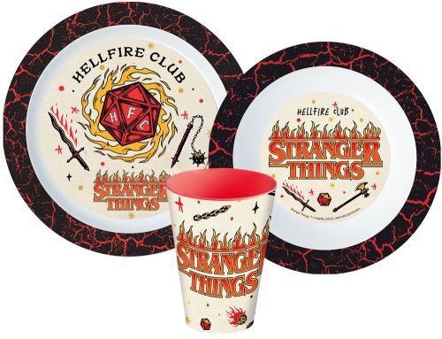 Stranger Things Upside Down étkészlet, micro műanyag szett, pohárral 260 ml