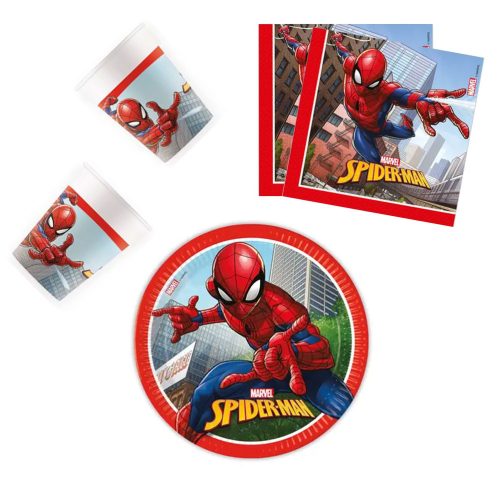 Spiderman Crime Fighter, Pókember party szett 36 db-os 23 cm-es tányérral