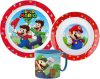 Super Mario Mushroom Kingdom étkészlet, micro műanyag szett bögrével 265 ml