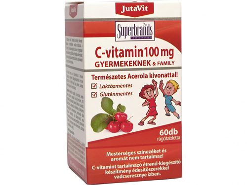 JutaVit rágótabletta 60db - C-vitamin 100mg Acerola - Gyerek - Vadcseresznye