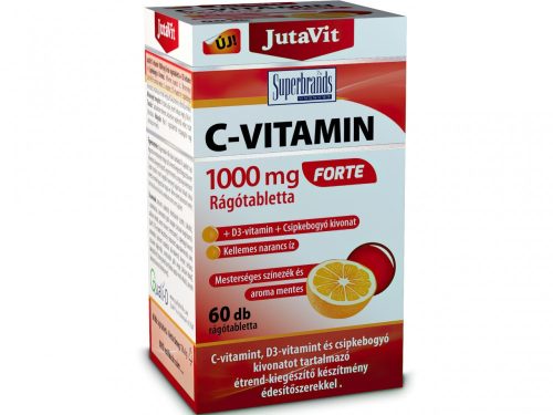 JutaVit Forte rágótabletta 60db - C-vitamin 1000mg + D3 + Csipkebogyó - Narancs