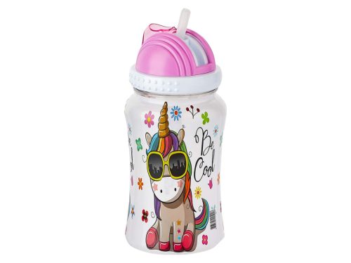 Szívószálas kulacs 400ml - Unikornis 