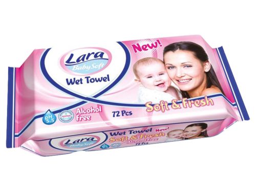 Lara nedves törlőkendő 72db  - Soft and Fresh