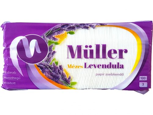 Müller papírzsebkendő 3 rétegű 100db - Mézes Levendula