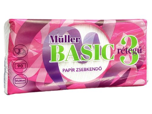 Müller papírzsebkendő 3 rétegű 90db - Basic