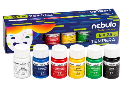 Nebulo tempera készlet színes tégelyes 25ml - 6db
