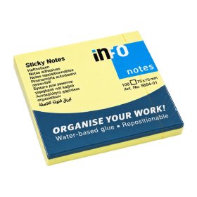   Öntapadós jegyzettömb 75x75mm - Info Notes 100 lapos sárga