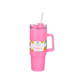 Óriás szívószálas pohár fogantyúval 1100ml - Pink