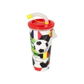 Szívószálas Pohár 10g Csokis Keksszel 430ml - Focis