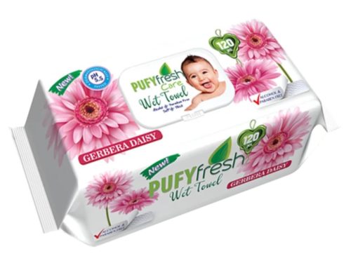 Pufy Fresh nedves törlőkendő 120db Fedeles - Gerbera