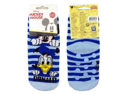Mickey gyerek vastag csúszásgátlós zokni - Kék csíkos - 23-26