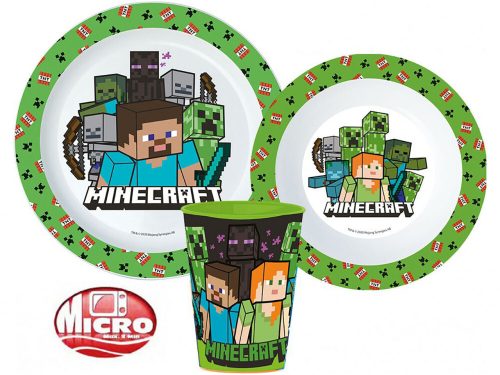 Minecraft mikrózható műanyag étkészlet – Zöld