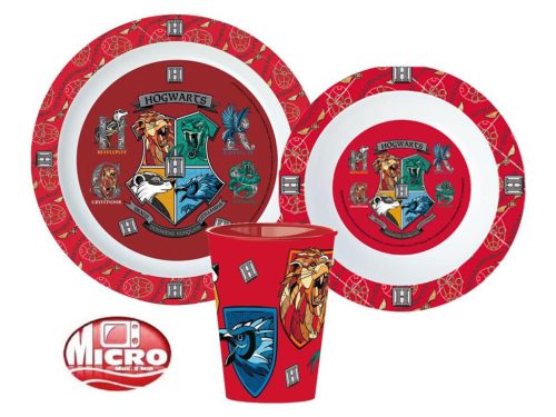Harry Potter School Shields étkészlet, micro műanyag szett, pohárral 260 ml
