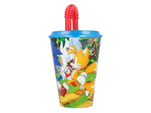 Sonic a sündisznó Adventure szívószálas pohár, műanyag 430 ml