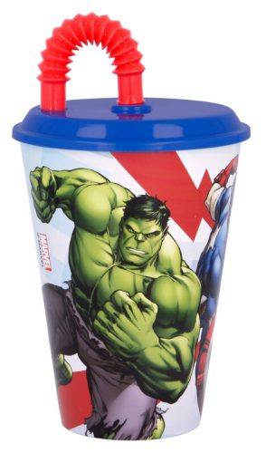 Bosszúállók Rolling Thunder szívószálas pohár, műanyag 430 ml