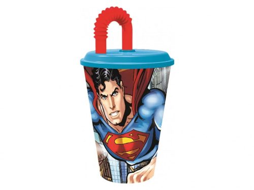 Superman szívószálas műanyag pohár 430 ml