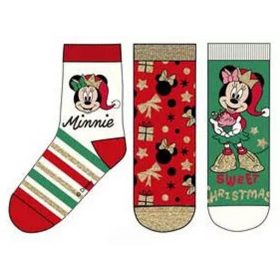   Mickey és Minnie gyerek zokni 3 pár/csomag - Fehér csíkos, Piros mintás, Zöld - 31-34