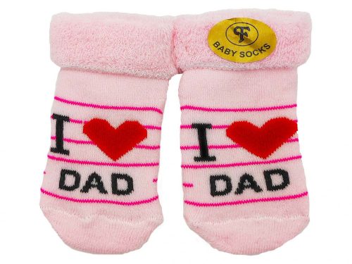 I Love Dad vastag baba zokni 0-12hó - Csíkos - Világos rózsaszín
